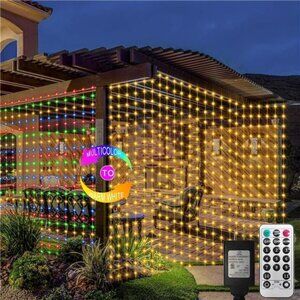 Curtain Lights 10Ft x 10Ft 300 LED Curtain Lights Plug Connectable with Remote